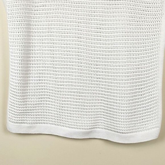 J Jill Textured Open Weave Knit Extended Shoulder Top in White Size SP - Picture 6 of 11
